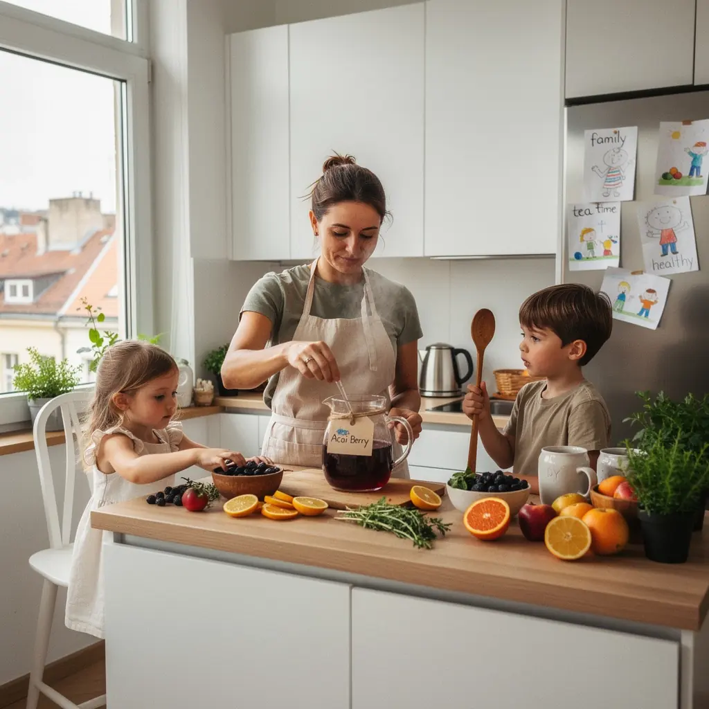A tea színének közelről készült felvétele, gazdag lilás árnyalatokkal.