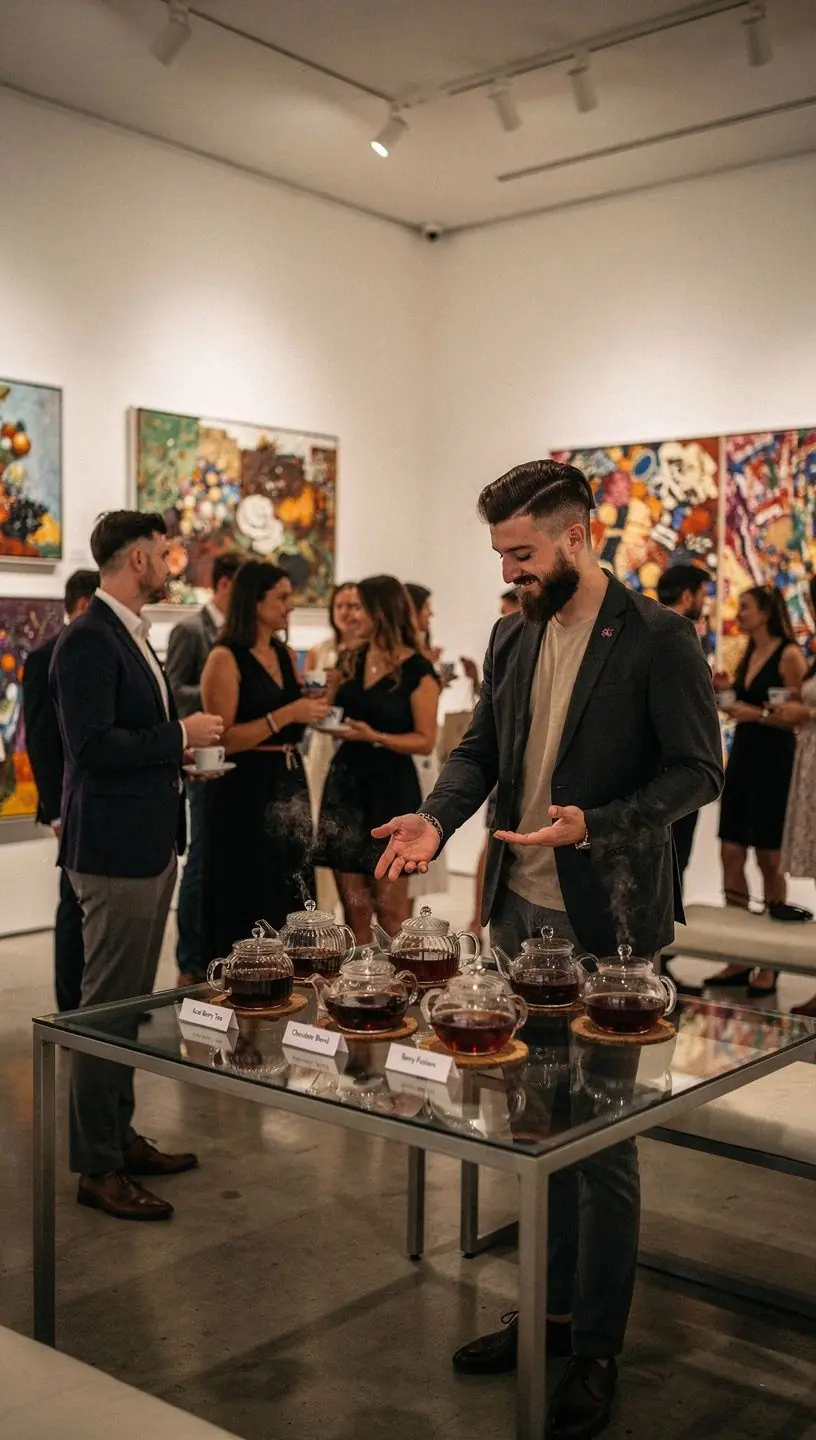 Friss acai bogyók egy tálban, körülöttük zöld levelek és kakaóbab.